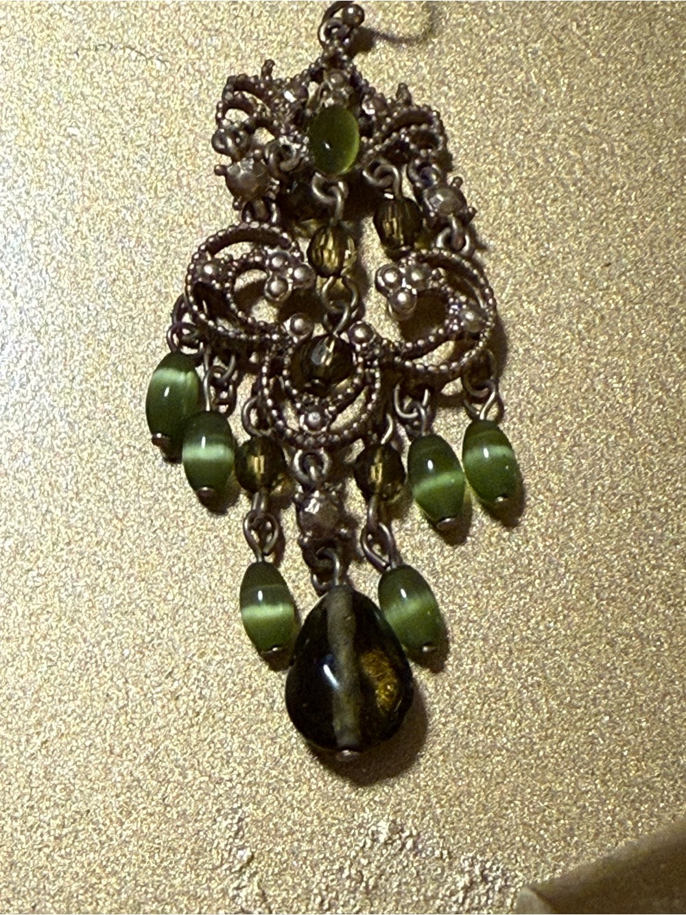 Liz Claiborne Dangle Green Crystal Chandelier Earrings - Picture 4 of 12